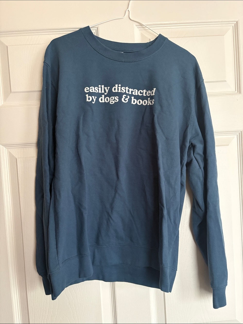 Navy 'easily distracted by dogs & books' Crewneck Sweatshirt